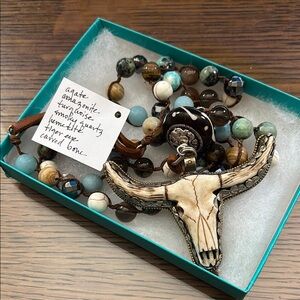 Carved Bone Necklace with Beads